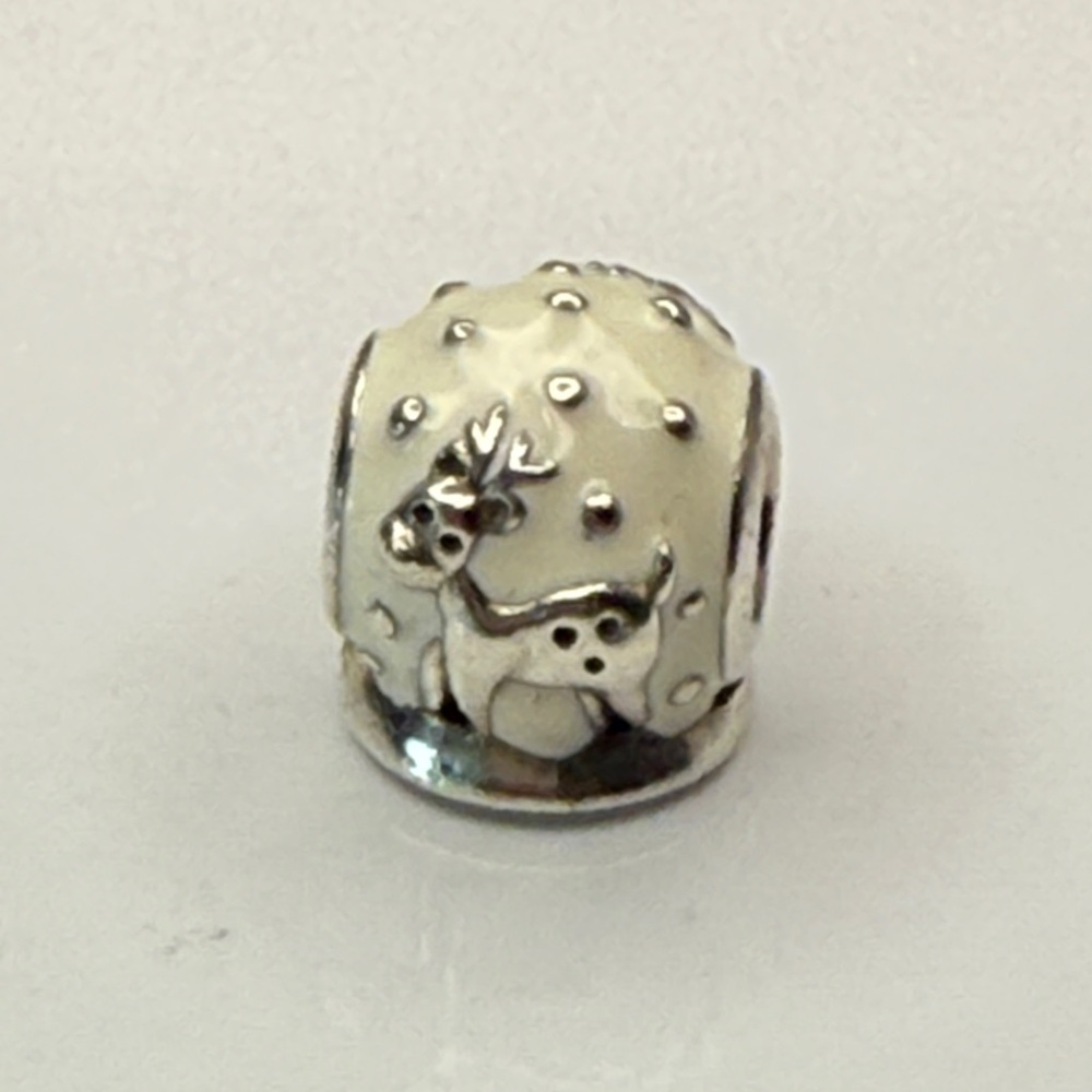 Pandora Merry Christmas Snowman White Enamel Charm S925 ALE Retired
